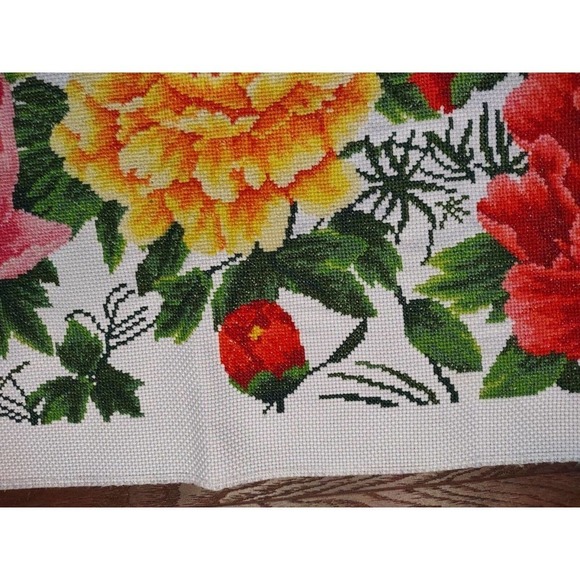 Chinese hand Floral Peony Tapestry embroidery Textile Panel 41 X 16 Colorful - Picture 6 of 15